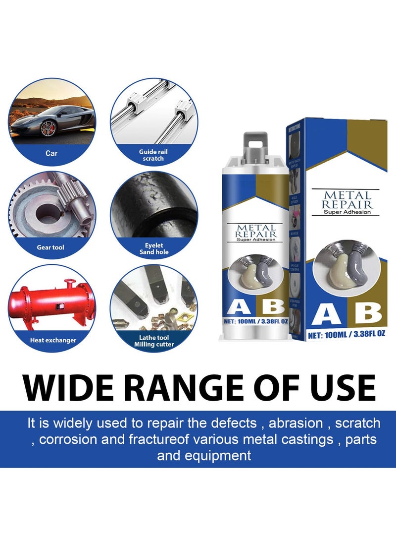 Metal Glue Heavy Duty Metal Adhesive Metal Repair Magic AB Glue Super Glue for Metal Cold Weld Metal Repair Repairing and Bonding Metals Ceramics Glass Various Plastics Boats Cars 100g - Image 3
