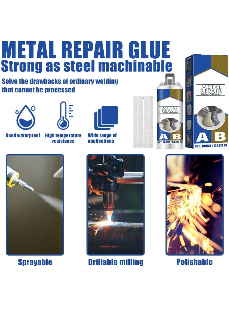 Metal Glue Heavy Duty Metal Adhesive Metal Repair Magic AB Glue Super Glue for Metal Cold Weld Metal Repair Repairing and Bonding Metals Ceramics Glass Various Plastics Boats Cars 100g - Image 5