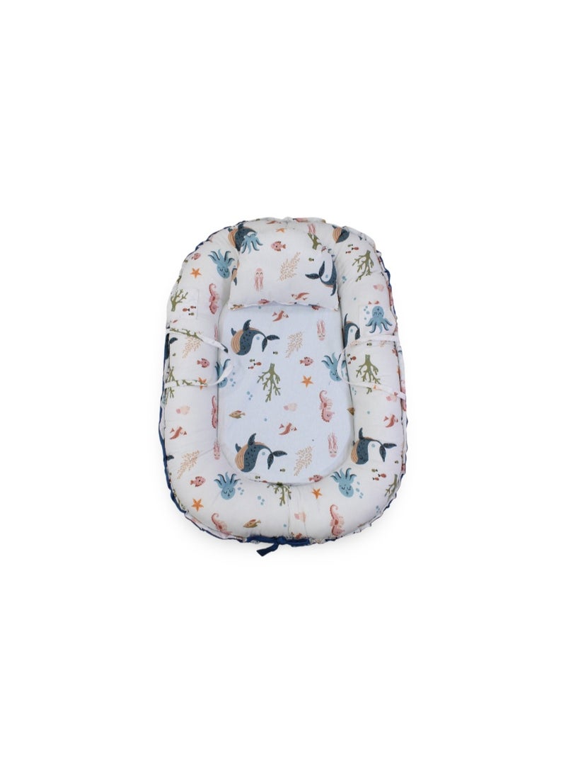 Baby Nest – Turquoise with Seabed Print - Image 1