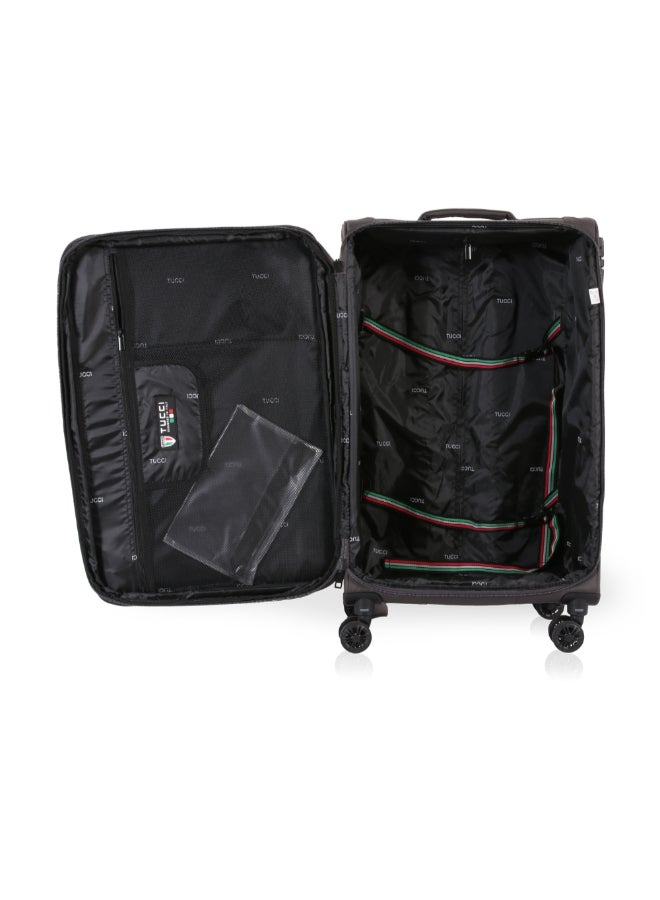 توتشي طقم حقائب سفر سوبريما بغلاف ليّن وعجلات قابلة للإزالة 3 قطع رمادي 78 x 34 x 50 سم T0368 GREY - Image 5