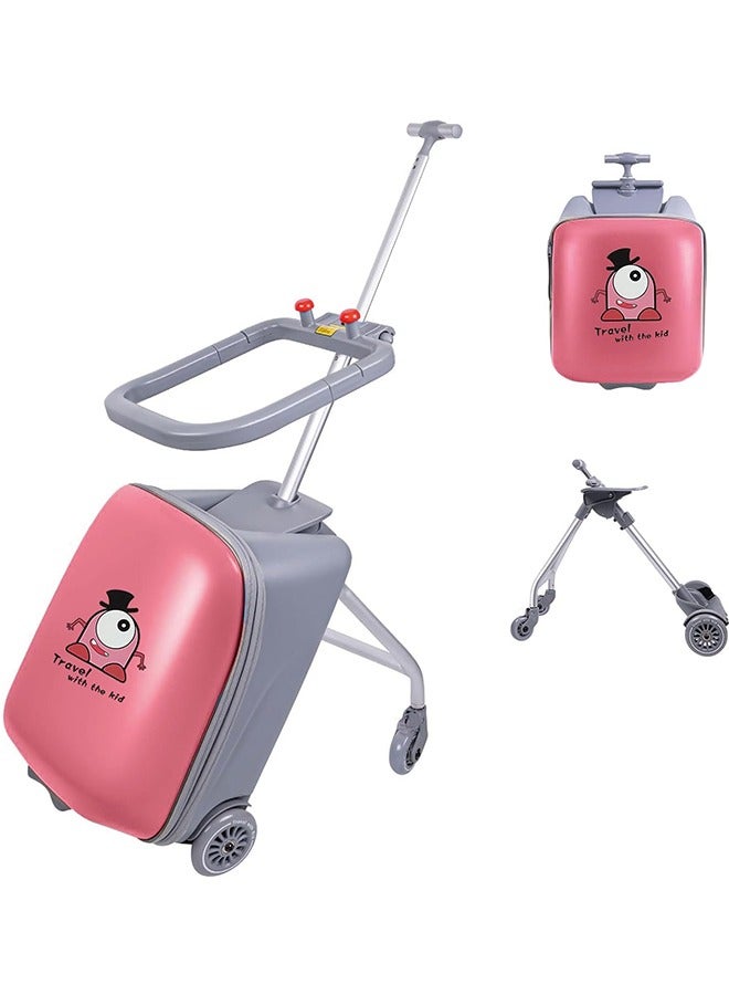 JCB CHIC حقيبة ركوب للأطفال 3 في 1 مقاس 20 بوصة مع تصميم مقعد الطفل، حقيبة حمل كبيرة على الجانب الصلب مع عربة قابلة للفصل - Image 1