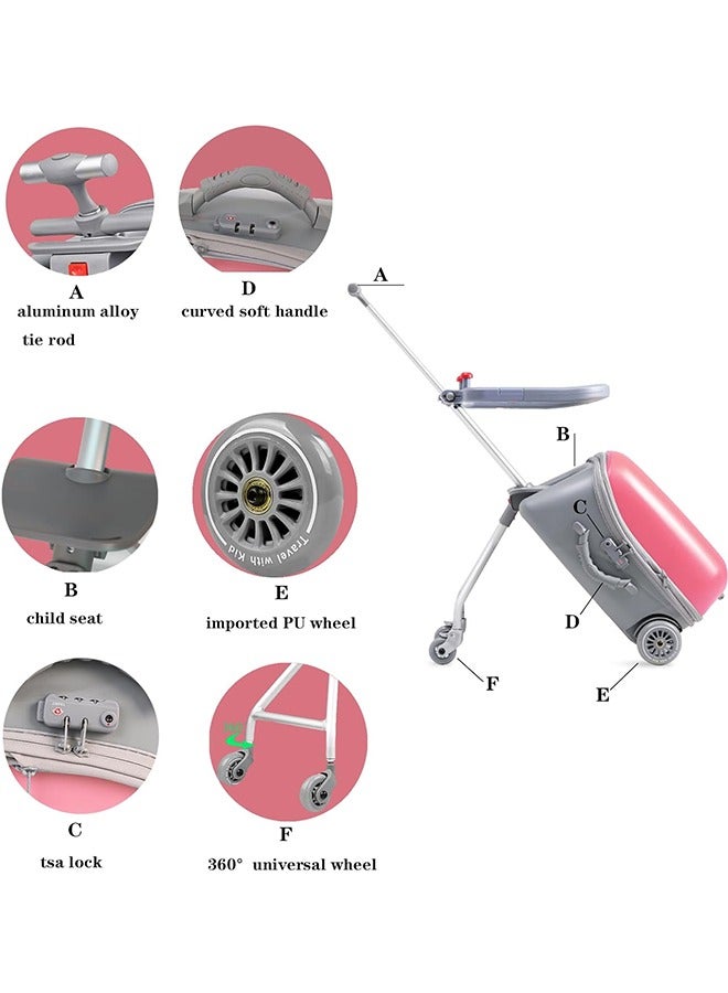 JCB CHIC حقيبة ركوب للأطفال 3 في 1 مقاس 20 بوصة مع تصميم مقعد الطفل، حقيبة حمل كبيرة على الجانب الصلب مع عربة قابلة للفصل - Image 3