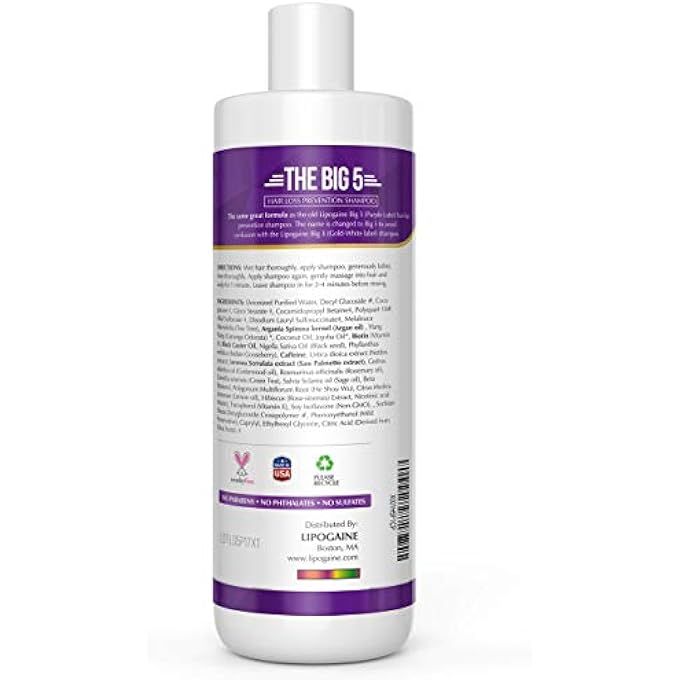 Lipogaine HAIR STIMULATING ALL NATURAL SHAMPOO FOR HAIR THINNING & BREAKAGE (PURPLE) (16OZ) - Image 2