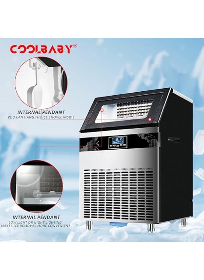 Cool Baby Commercial Milk Tea Shop Hotel New Large Ice Machine 120KG Fully Automatic Small Cube Ice Making Machine  - Image 3