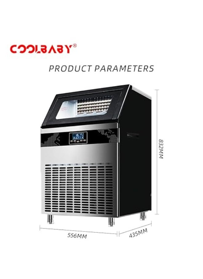 Cool Baby Commercial Milk Tea Shop Hotel New Large Ice Machine 120KG Fully Automatic Small Cube Ice Making Machine  - Image 2