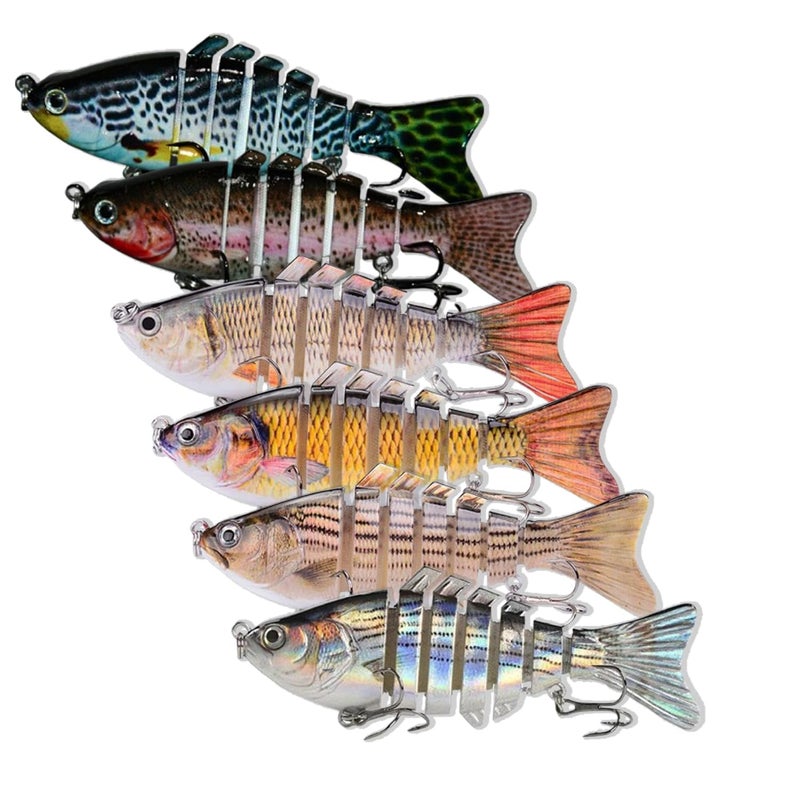CTrowelpro 6PCS Fishing Lures for Freshwater and Saltwater with case,Slow Sinking Multi Jointed Swimbaits, Lifelike Lures for Bass Trout Crappie Walleye Pike, Easily Caught Bait - Image 1