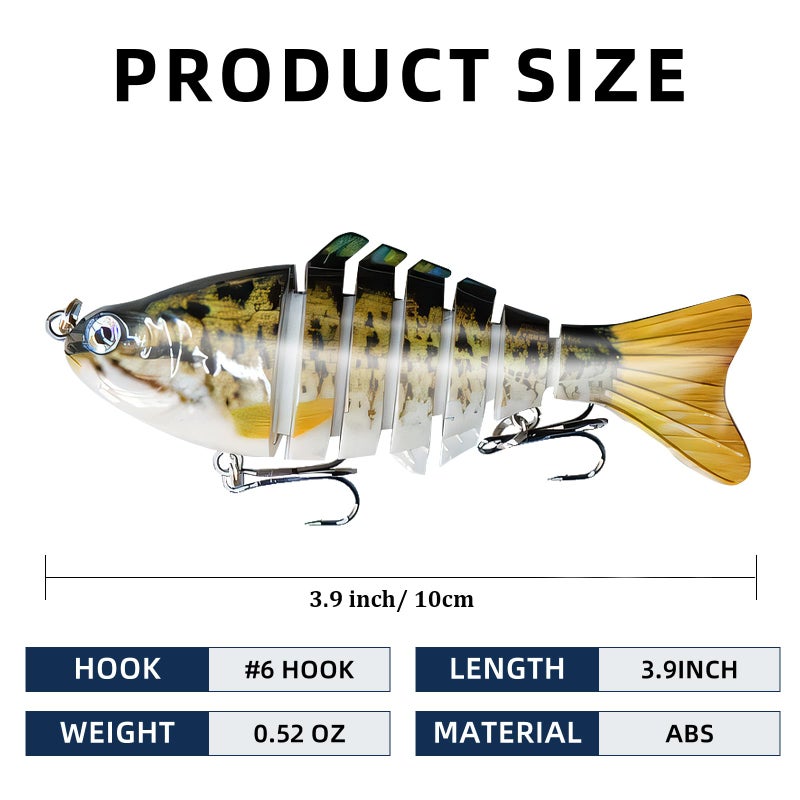 CTrowelpro 6PCS Fishing Lures for Freshwater and Saltwater with case,Slow Sinking Multi Jointed Swimbaits, Lifelike Lures for Bass Trout Crappie Walleye Pike, Easily Caught Bait - Image 2