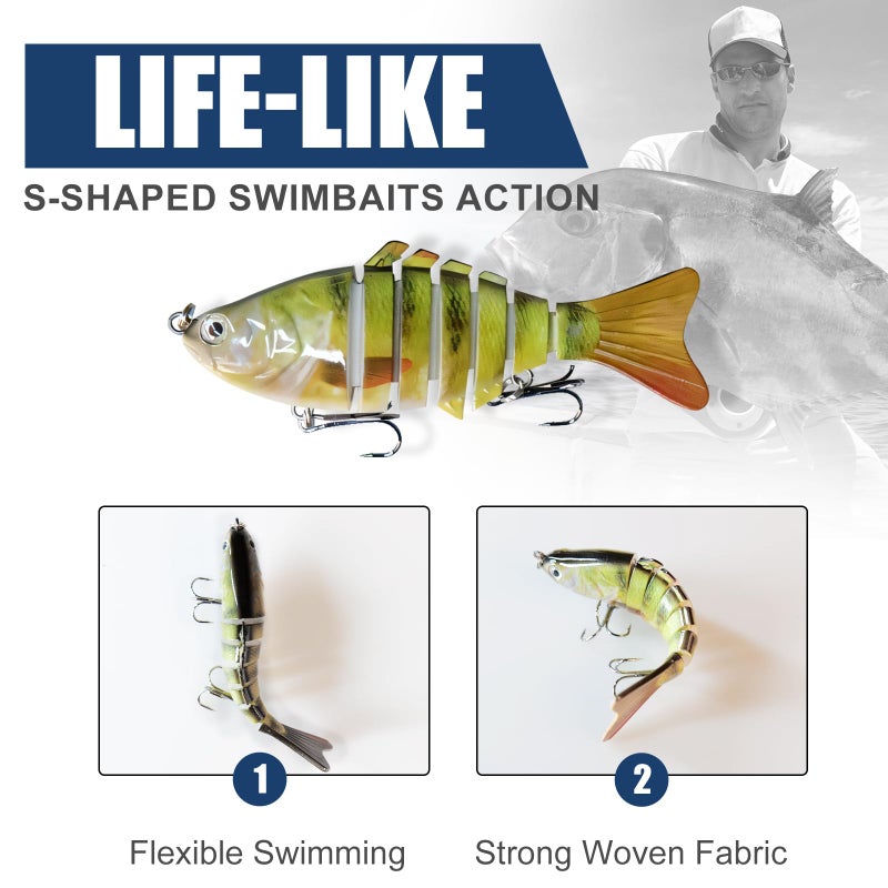 CTrowelpro 6PCS Fishing Lures for Freshwater and Saltwater with case,Slow Sinking Multi Jointed Swimbaits, Lifelike Lures for Bass Trout Crappie Walleye Pike, Easily Caught Bait - Image 4