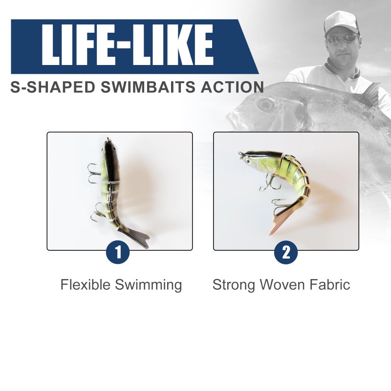 CTrowelpro 6PCS Fishing Lures for Freshwater and Saltwater with case,Slow Sinking Multi Jointed Swimbaits, Lifelike Lures for Bass Trout Crappie Walleye Pike, Easily Caught Bait - Image 3
