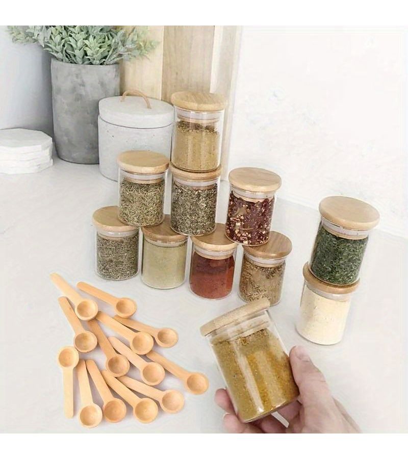 12Pcs 6.8Cm Mini Wooden Measuring Spoons For Kitchen Coffee Seasoning Honey Set - Image 4