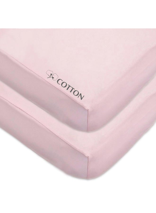 American Baby Company 2 Pack Fitted Crib Sheets 28" x 52", Soft Breathable Neutral 100% Cotton Jersey Sheet, Pink, for Boys and Girls, Fits Crib and Toddler Bed mattresses  - Image 1