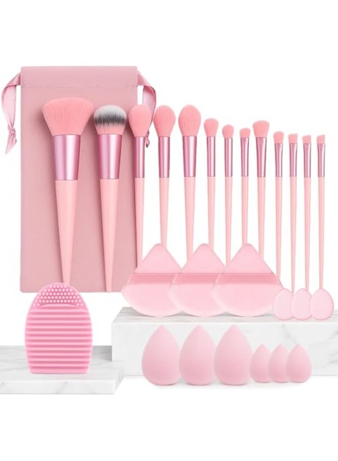 مجموعة فرش مكياج للسفر، 26 قطعة أدوات مكياج، مجموعة من اسفنجات البودرة وكريم الأساس والمخفي الاحترافية للمبتدئين - Image 1