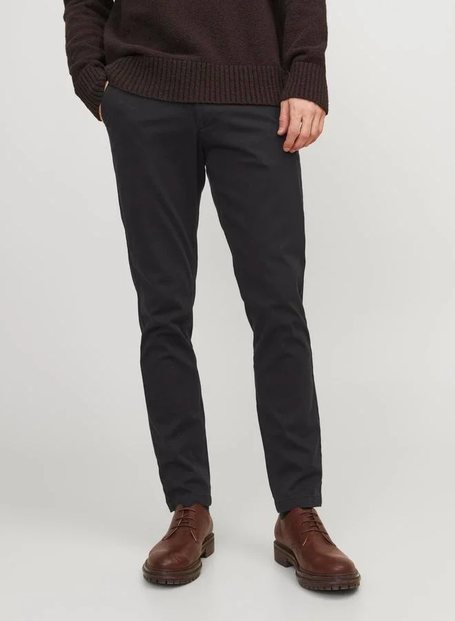 JACK & JONES Solid Ankle Length Slim Fit Pants
