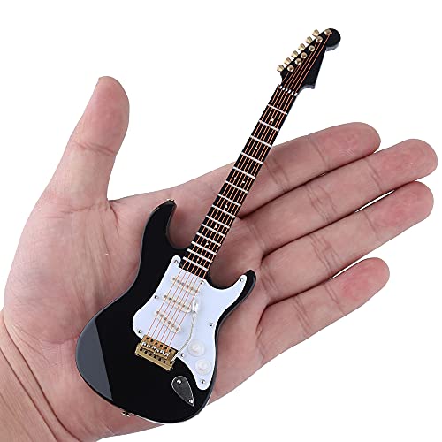 Dselvgvu Wooden Miniature Electric Guitar with Stand and Case Mini Musical Instrument Electric Guitar Replica Collectible Figurines Model Home Decoration Display Ornament Black 709x227x054 - Image 5