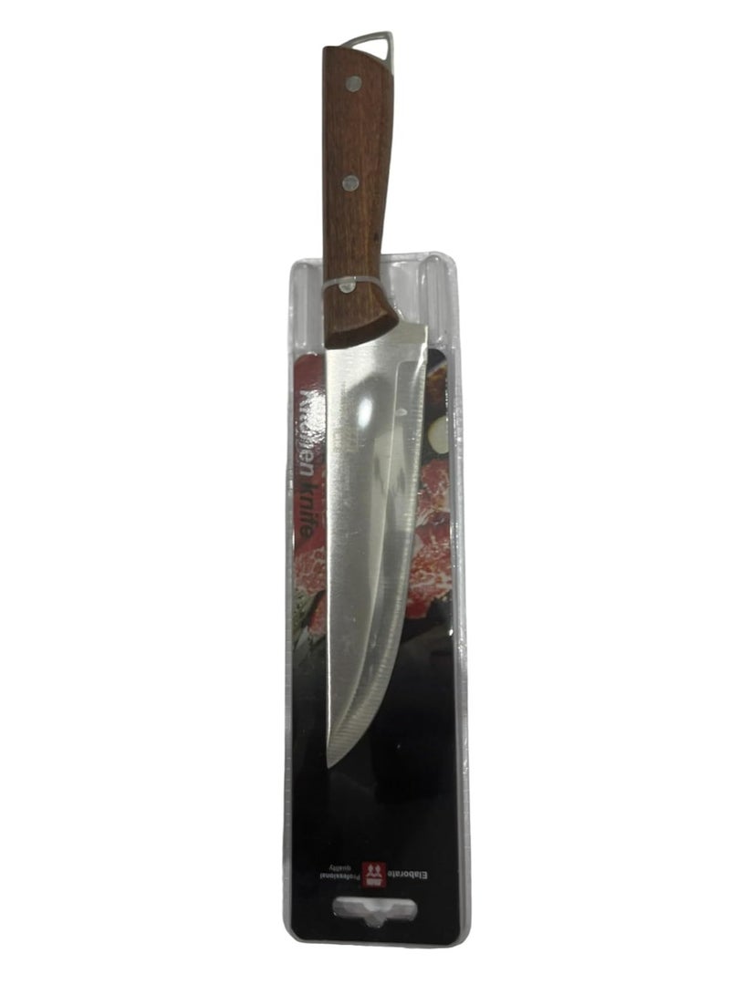 Kitchen knife with wooden handle (length: 17) for cutting meat, vegetables and cheese - Image 1