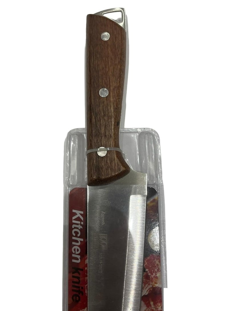 Kitchen knife with wooden handle (length: 17) for cutting meat, vegetables and cheese - Image 3
