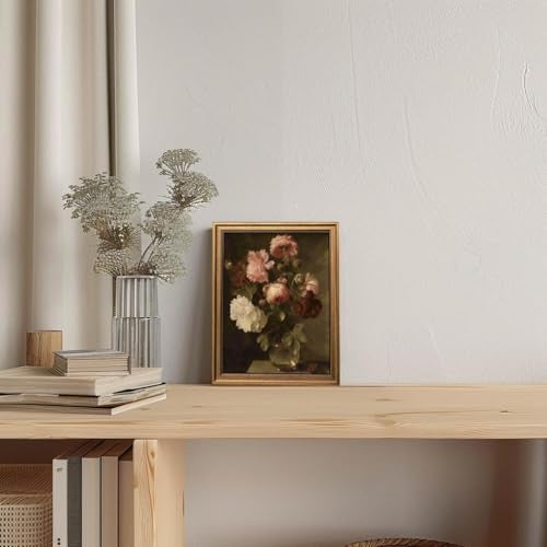 Yeechine Gold Framed Wall Art Vintage Flower Vase Painting Canvas Print Living Room Bedroom Kitchen Wall Decor (flower vase, 16" L x 12" W) - Image 3
