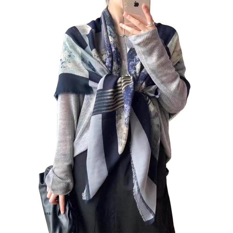 K-Elewon Large Square Scarf 51" Cotton and Linen Scarf Fashion Scarves Hair Wrapping Scarfs Neck Scarves for Women H23-01 - Image 1