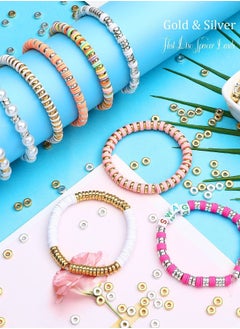 Y&D 1500 Pieces 6mm Flat Round Spacer Beads, Smooth Bead Making Beads Jewelry Craft Supplies for DIY Bracelets Necklaces Earrings Etc. (gold, Silver)  - Image 5