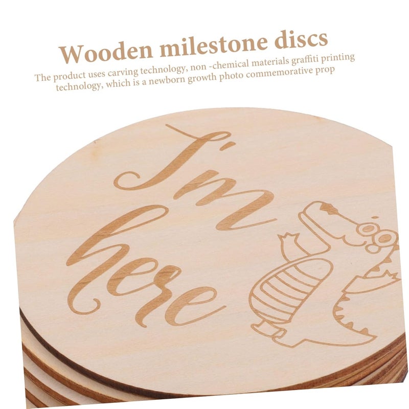 Natural Wood Baby Milestone Discs Set 14 Piece Monthly Photography Cards Newborn Name Sign - Image 4