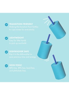 Avanchy Avanchy Silicone Training Sippy Cup with Straw Lid – Tiny Cup for Babies 6+ Months to Toddlers 1 Year Old – 5 oz Infant Water Cup for Baby Led Weaning, Blue  - Image 3