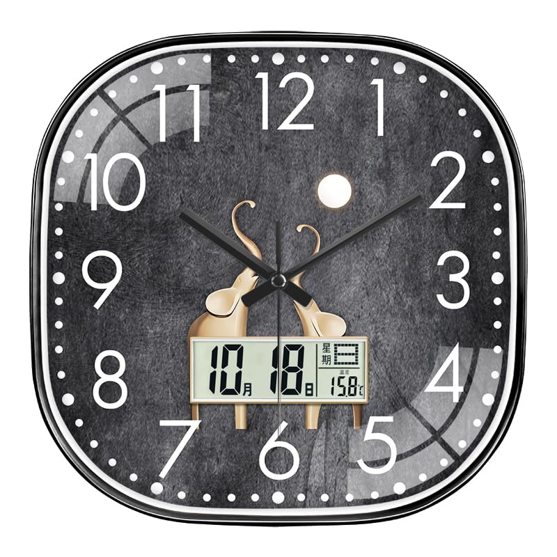 Quartz 12 Inches Premium Wall Clock for Home Stylish Latest Modern Design | Non Ticking Silent Wall Clock - Zero Sound & Disturbance Analog Clock (Square), Glass, black