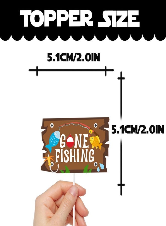 LETLIMIT 18pcs Colorful Glitter Dessert Cupcake Topper Go Fishing Theme Decorations Baby Shower Boys Girls Happy Birthday Party Decor Supplies - Image 2