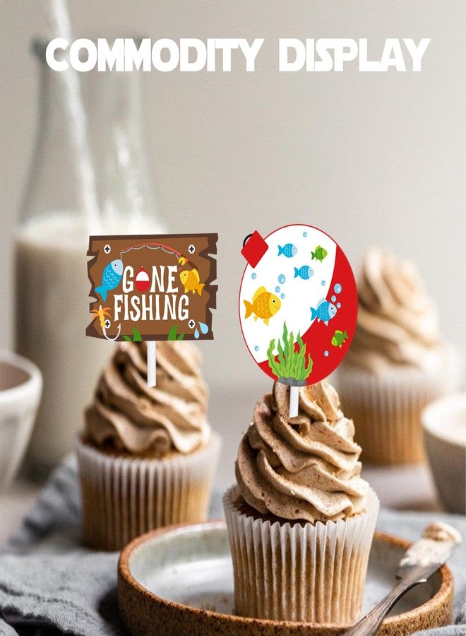LETLIMIT 18pcs Colorful Glitter Dessert Cupcake Topper Go Fishing Theme Decorations Baby Shower Boys Girls Happy Birthday Party Decor Supplies - Image 5