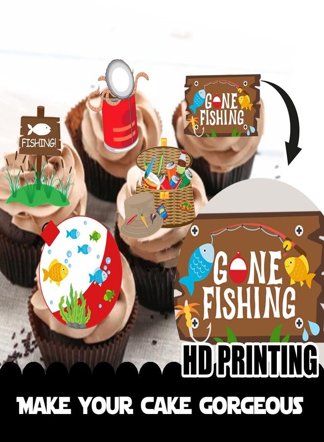 LETLIMIT 18pcs Colorful Glitter Dessert Cupcake Topper Go Fishing Theme Decorations Baby Shower Boys Girls Happy Birthday Party Decor Supplies - Image 3