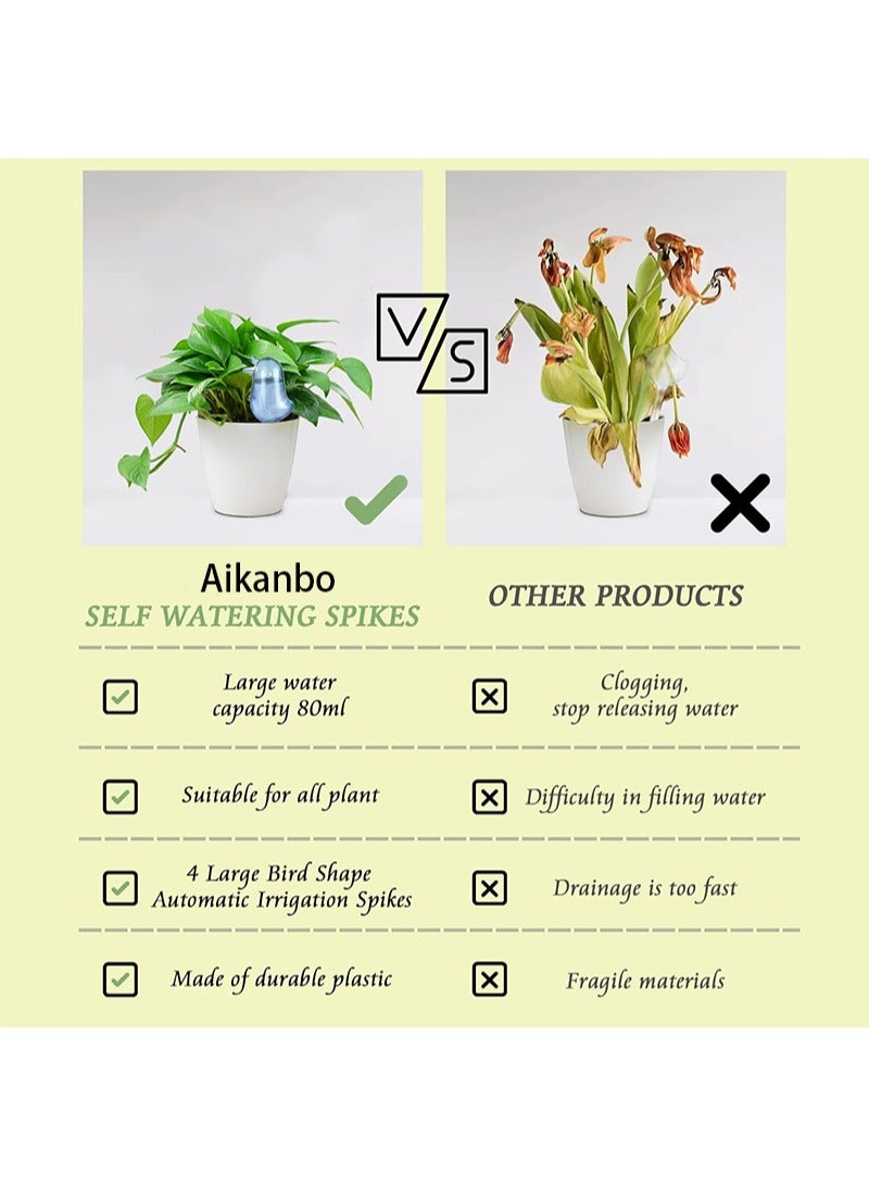 ايكانبو مجموعة من 3 مسامير ري ذاتية، كرات ري للنباتات الداخلية، مسامير ري أوتوماتيكية على شكل طائر، أجهزة ري للنباتات (أحمر + أزرق + أحمر) - Image 4