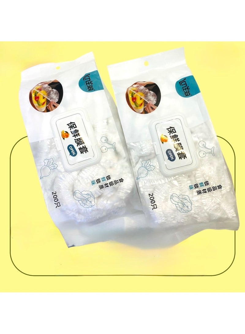 200Pcs Disposable Food Cover Plastic Wrap Elastic Fresh Keeping Bags Food Lids For Fruit Bowls Cups Stretch Lids for Containers Caps Fridge Storage Kitchen Transparent Saver Bag  - Image 1