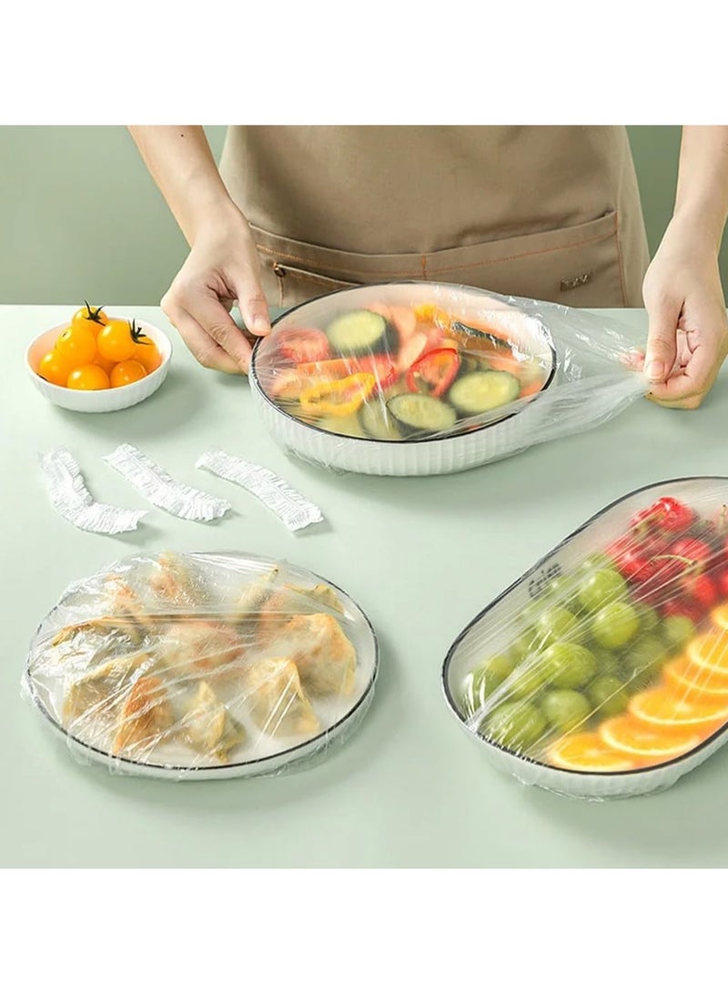 200Pcs Disposable Food Cover Plastic Wrap Elastic Fresh Keeping Bags Food Lids For Fruit Bowls Cups Stretch Lids for Containers Caps Fridge Storage Kitchen Transparent Saver Bag  - Image 5