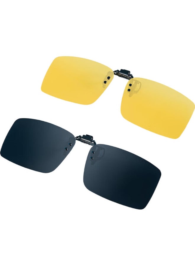 Mimikawa Polarized Sunglasses Clip-On, Square Frame, Sun Protection, Anti-Glare, Uv Protection, Night Vision Yellow - Image 3