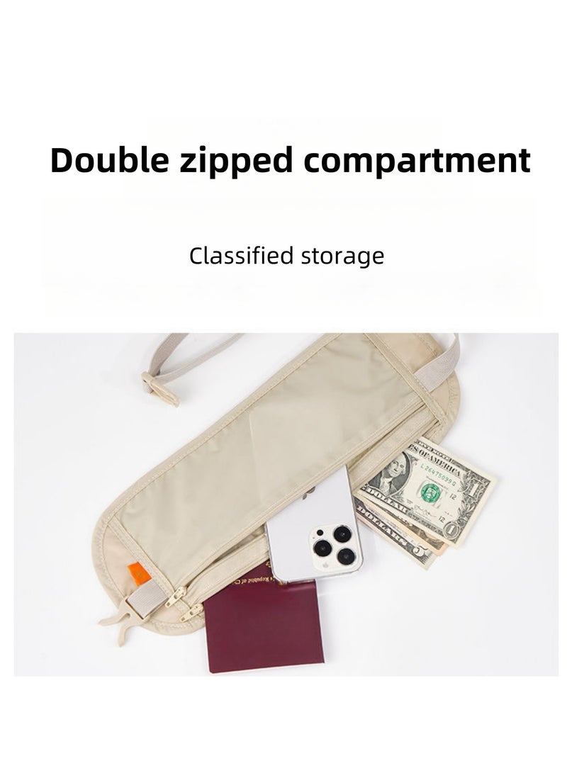 NOVOLAN Close-Fitting Waist Pack, Anti-Theft Bag, Close-Fitting Waist Bag For Traveling Abroad, Sports Neutral Thin Invisible Passport Bag, Anti-Theft Wallet, Lightweight And Concealable (khaki)