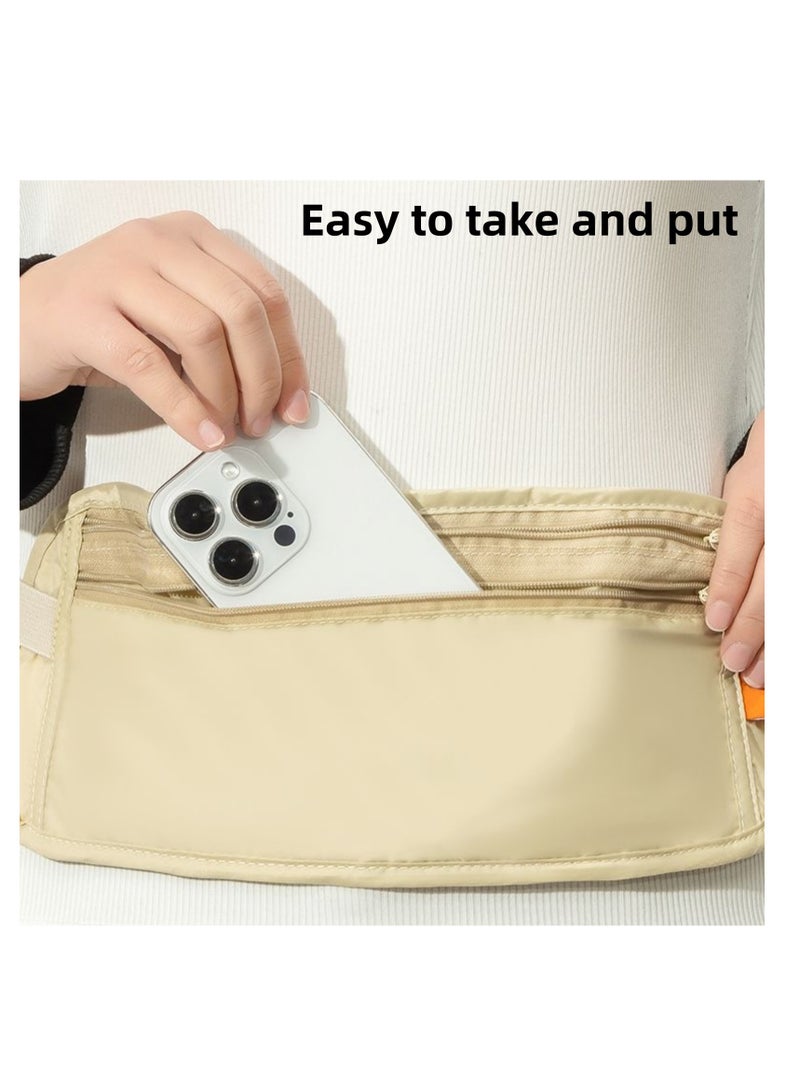 NOVOLAN Close-Fitting Waist Pack, Anti-Theft Bag, Close-Fitting Waist Bag For Traveling Abroad, Sports Neutral Thin Invisible Passport Bag, Anti-Theft Wallet, Lightweight And Concealable (khaki)