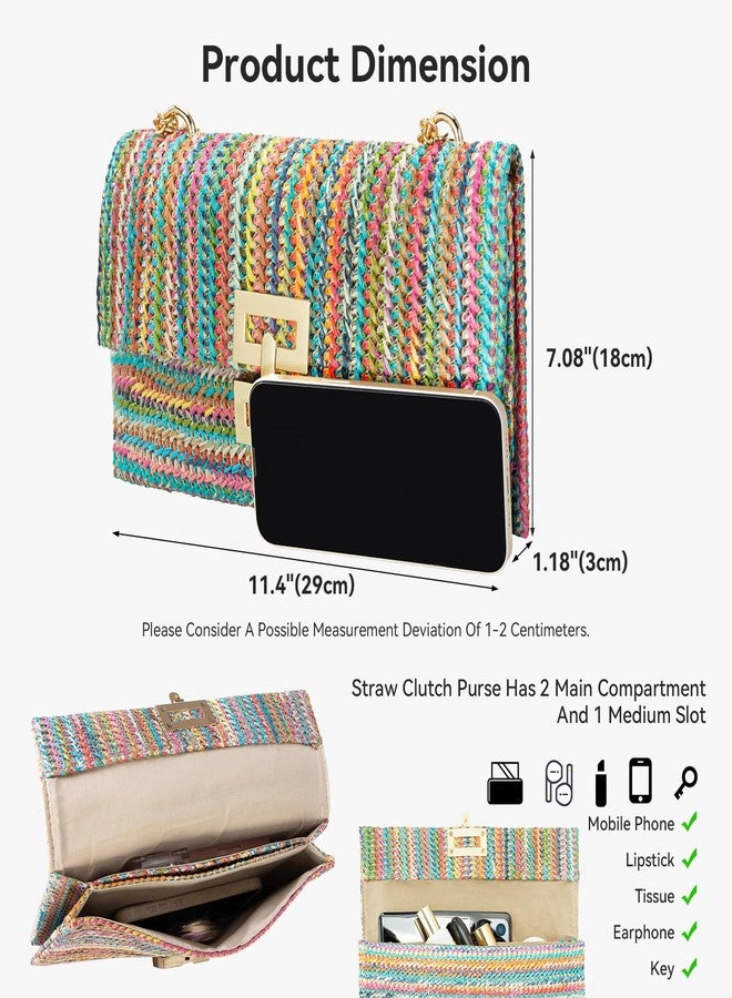 Gets Straw Clutch, Straw Clutch Women Hand-woven for Summer Beach Envelope Clutch Purse Wallet - Image 2