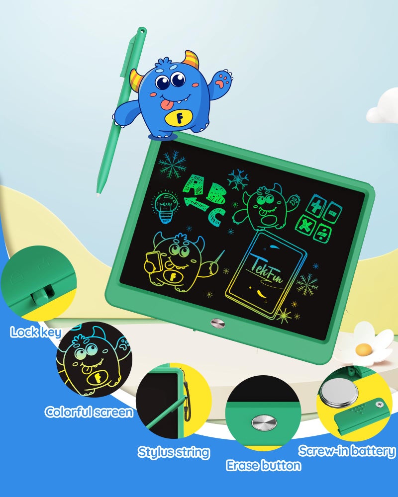 TEKFUN LCD Writing Tablet for Kids Boys Toys, 12 Inch Erasable Doodle Board Colorful Drawing Pad, Board Games Outdoor Travel Toys Gifts for Toddlers Boys Adults (Green) - Image 3