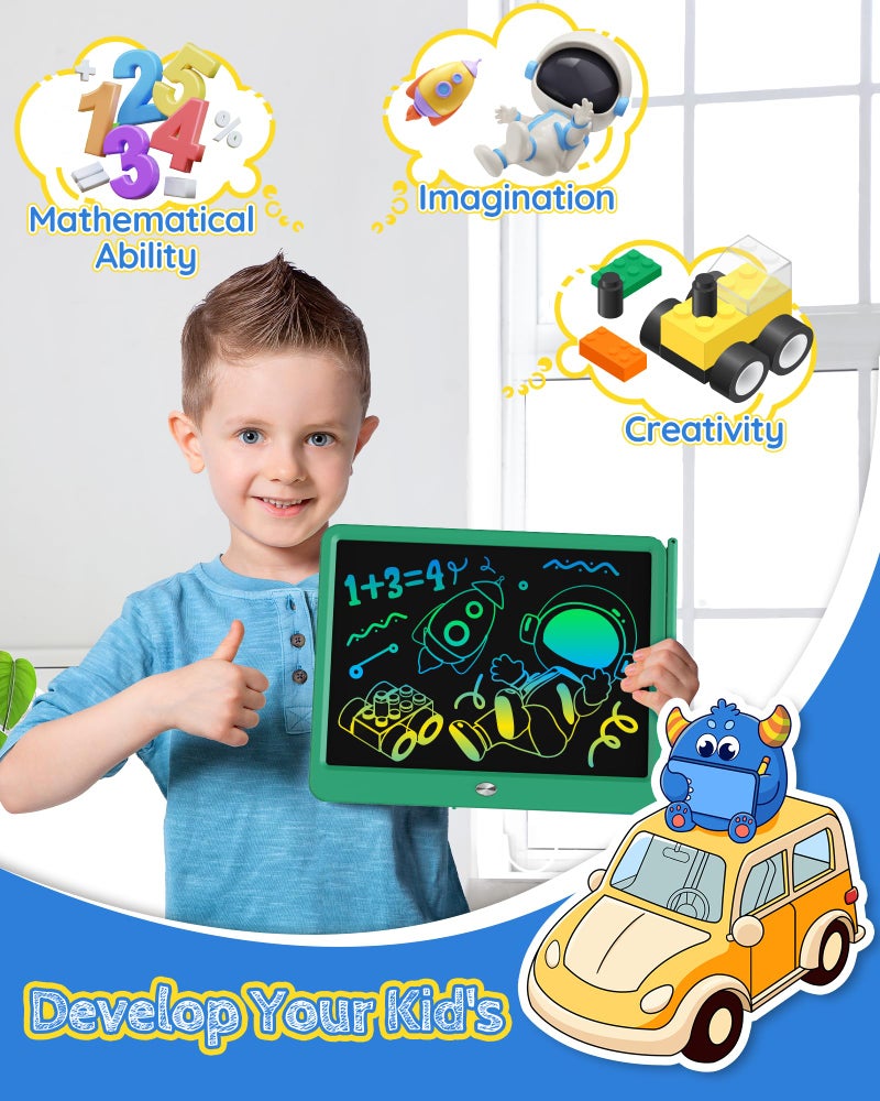 TEKFUN LCD Writing Tablet for Kids Boys Toys, 12 Inch Erasable Doodle Board Colorful Drawing Pad, Board Games Outdoor Travel Toys Gifts for Toddlers Boys Adults (Green) - Image 4