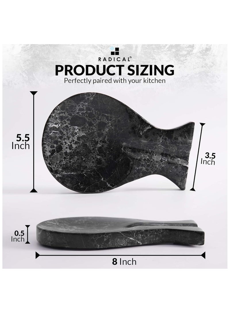 راديكالن حامل ملاعق من الرخام الأسود | حامل أدوات مطبخ مصنوع يدويًا بطول ٨ بوصات | حامل ملاعق طبخ عصري - Image 3
