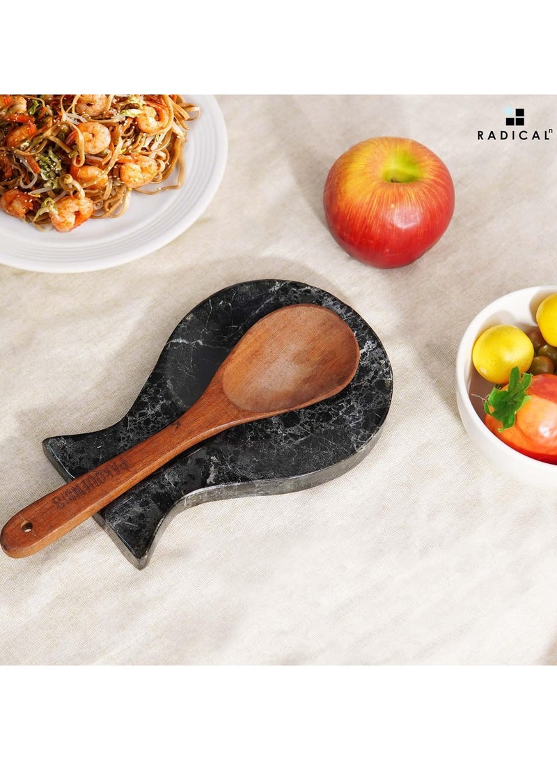 راديكالن حامل ملاعق من الرخام الأسود | حامل أدوات مطبخ مصنوع يدويًا بطول ٨ بوصات | حامل ملاعق طبخ عصري - Image 4