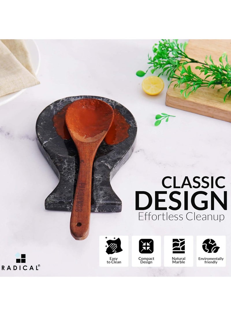 راديكالن حامل ملاعق من الرخام الأسود | حامل أدوات مطبخ مصنوع يدويًا بطول ٨ بوصات | حامل ملاعق طبخ عصري - Image 5