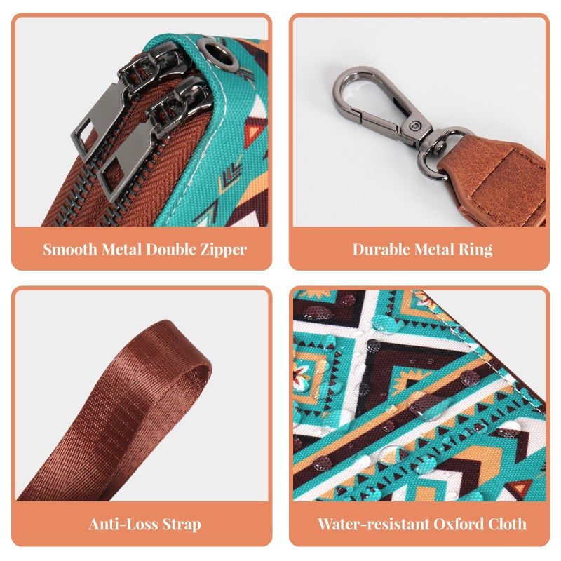 WHHMK Large Wallets for Women, Rfid Wallet for Women, 2026 Boho Aztec Ladies Wallets with Wrist Strap, Wristlet Wallet is Capable of Holding Coins Passport Phone Credit Cards Cash - Image 5