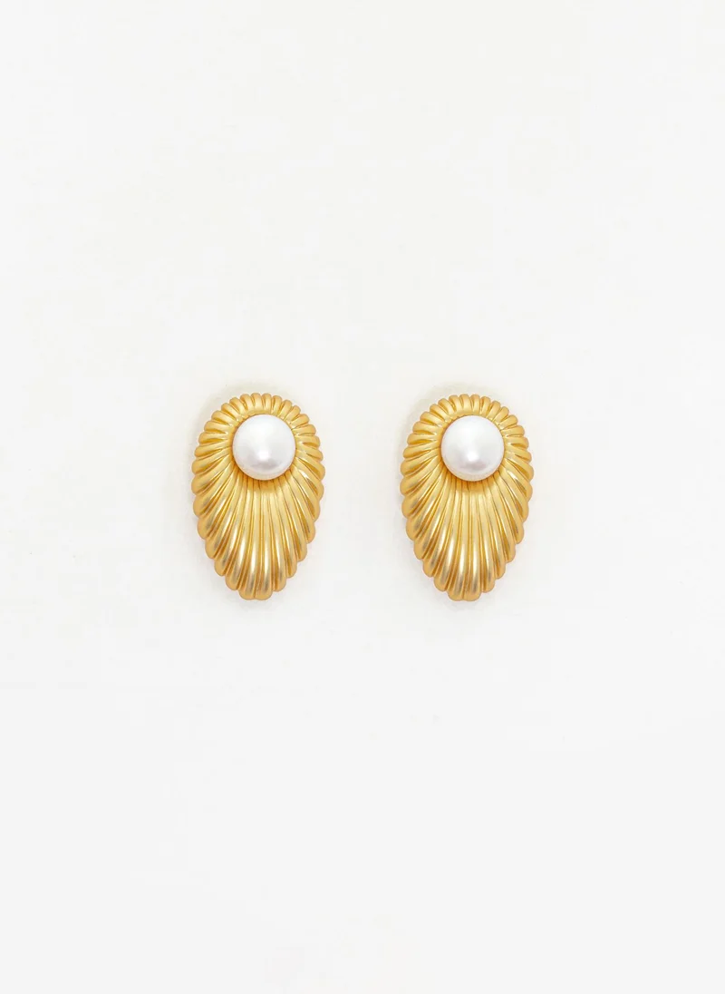 ليتشي أقراط بيضاوية الشكل ذات نسيج مضلع