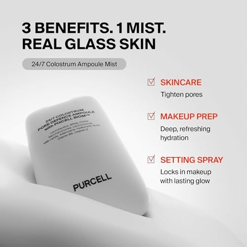 PURCELL 247 Colostrum Facial Serum SprayWhite Pack of 2 Ampoule Mist for Glass skin with Long Hydration Poreless Smooth Skin Before After Makeup For All Skin types 185 fl oz - Image 3