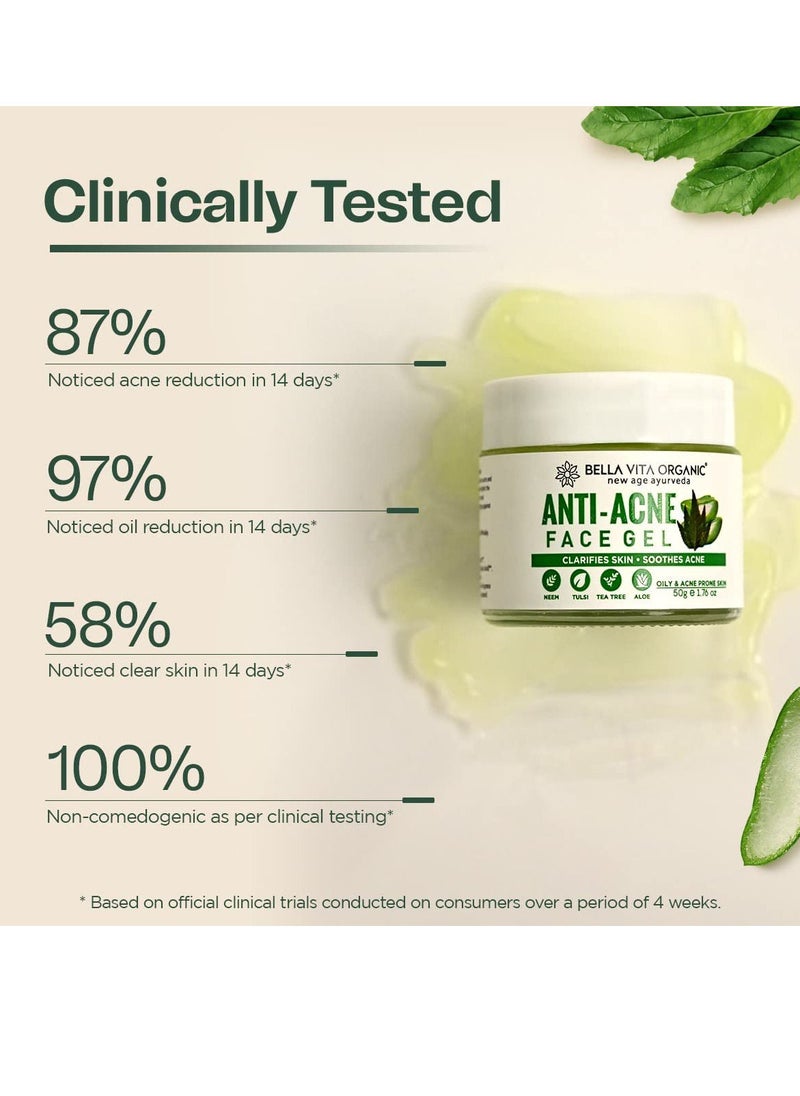 Bella Vita - Bella Vita Organic Anti Acne & Pimple Removal Face Gel Oil Free Hydrating Cream for Marks, Dark Spot Removal with Neem, Tea Tree and Aloe Vera, 50 gms - Image 1
