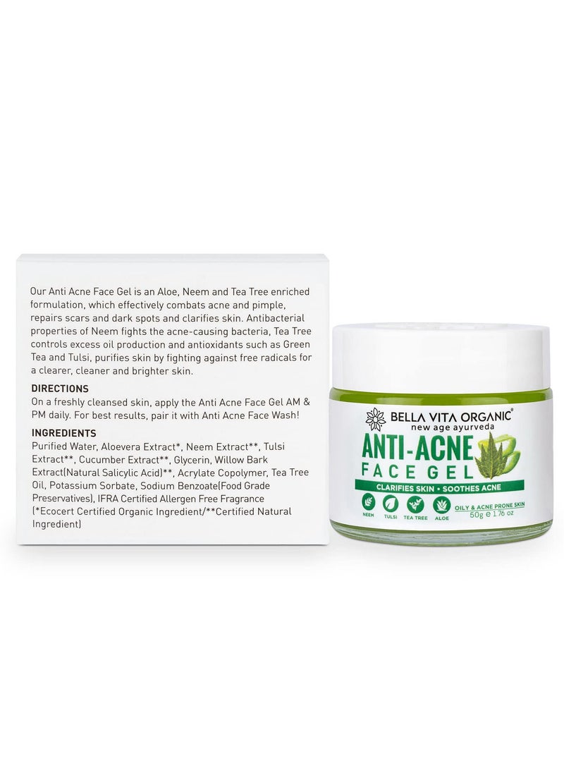 Bella Vita - Bella Vita Organic Anti Acne & Pimple Removal Face Gel Oil Free Hydrating Cream for Marks, Dark Spot Removal with Neem, Tea Tree and Aloe Vera, 50 gms - Image 1
