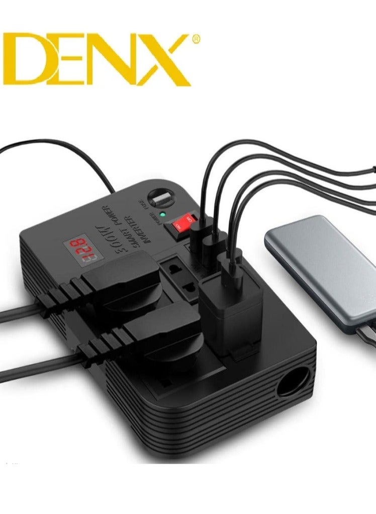Denx 300W Car Power Inverter 12V to 220V Converter with Digital Display Multi Outlet - Image 1