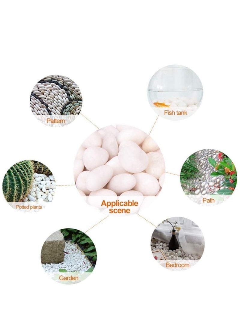 White Decorative Pebbles River Rock Large White Light Polished Stones For Glassware, Vases, Outdoor Graden, Lawn Aquariums 3Kg
