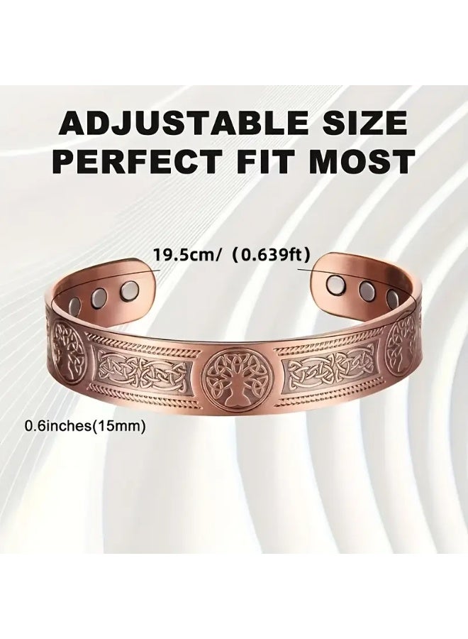 Goolsky Powerful Magnets Men's Magnetic Adjustable Size Cuff Wristband – Tree of Life Design, Magnetic Closure, Men’s Daily/Casual Wear - Image 2