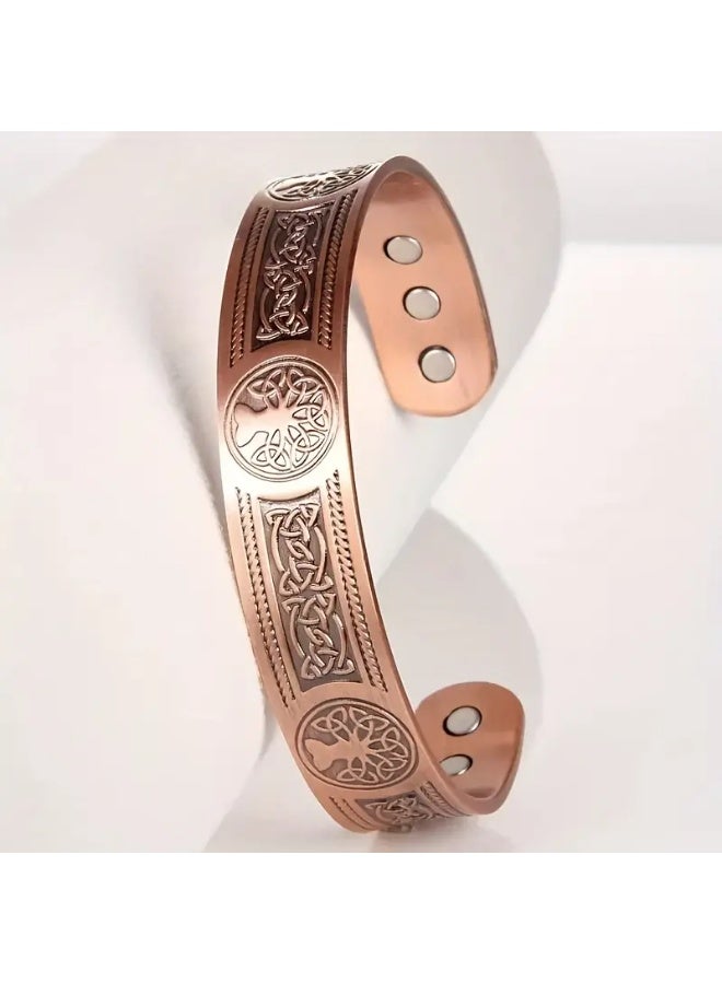 Goolsky Powerful Magnets Men's Magnetic Adjustable Size Cuff Wristband – Tree of Life Design, Magnetic Closure, Men’s Daily/Casual Wear - Image 3